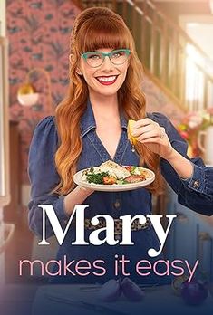 the cover of mary makes it easy, featuring a woman in glasses holding a plate of food