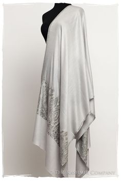 The Sophistiqué Gris Grâce Paisley Shawl — Seasons by The Kashmir Company  78" x 28"  $299.00 Hand Dyed Shawl, Paisley Shawl, Kashmiri Shawls, Womens Trendy Dresses, Cashmere Pashmina, Winter Shawl, Bridal Shawl, Cashmere Shawl, Silk Shawl