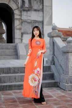 Hello , thanks for visiting my shop Brand New High Quality Vietnamese Ao Dai. Ao Dai for women 40-77 kgs Color: White *These are Asian size <>US Petite size .Please order 1,2 size bigger to your normal size  Full size XS/ S/ M/ L/ XL/ 2XL/ 3XL. S: burst 33in - waist 26in -length 55 in M: burst 35in -waist 28in -length 55 in L: burst 37in -waist 30in -length 55 in XL: burst 39in -waist 32in -length 55 in XXL: burst 41in -waist 34in -length 55 in 3XL: burst 43in -waist 36in -length 55 in Please re Traditional Orange Wedding Dress, Traditional Long Sleeve Orange Dress, Traditional Orange Long Sleeve Dress, Traditional Fitted Peach Dress, Elegant Orange Dress For Festive Occasions, Spring Festive Peach Dress, Elegant Orange Dress For Festivals, Long Orange Dresses For Festive Occasions, Long Orange Dress For Festive Occasion