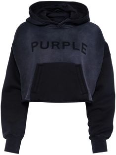 Elevate your comfort and style with the Fleece Raw Hem Hoodie. The heavyweight black fleece and oversized fit provide ultimate coziness, while the tonal Purple Brand logo adds a touch of modernity. Complete with a large kangaroo pocket and raw-edge hem for a stylish finish. Future Wardrobe, Black Fleece, Exclusive Fashion, Hoodie Top, Design Logo, Hoodie Print, Black Hoodie, Logo Print, Drop Shoulder