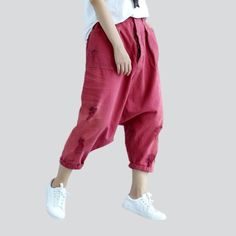 Take your trend to the next level with our 2023 Autumn Collection Shredded Tone Harem Denim Pants. a modernized take on the iconic Y2K style! With a high-waisted fit. bold color. and zipper & button closure. these baggy pants are the perfect way to show off your fashion-forward spirit.Distinctive Features: Y2K Style: Step into the past with a nostalgic design that's been brought back in full force this season. Colorful Look: Stand out from the crowd with a bold and eye-catching color that adds l Spring Washed Pants With Loosely Fitted Hips, Mid-rise Washed Pants For Summer, Casual Spring Jeans With Loosely Fitted Hips, Summer Mid-rise Washed Pants, Summer Washed Straight Leg Pants, Casual Washed Pants For Spring, Summer Straight Leg Washed Pants, Baggy Tapered Leg Washed Bottoms, Baggy Washed Pants For Spring