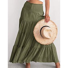 Army Green Bohemia Pleated High Waist Maxi Skirt High Waist Maxi Skirt, High Waisted Maxi Skirt, Petticoat, Army Green, Maxi Skirt, High Waist, High Waisted, Skirt, Green