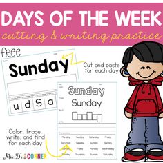 the days of the week writing practice for kids