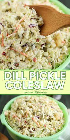 this dill pickle coleslaw is the perfect side dish