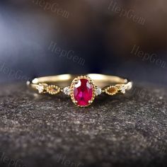 Vintage Oval Ruby Engagement Ring Rose Gold Dainty Moissanite Anniversary Ring Stack Wedding Ring Birthstone Promise Ring Ring Gift For Her Specifications: ►Sold As a Single Ruby Engagement Ring(This purchase includes 1 PC Ring.) Engagement Ring ►Material: Available in Silver & Solid 10K/ 14K/ 18k Rose/Yellow,/White,Gold ►Center stone: Oval Cut [6x4mm] Lab Treated Ruby. 0.68 Carat.(Approx.) ►For Solid Gold Ring:Accented with Natural SI/H Natural Diamond & Moissanite(E-F color, VVS clarity. ) ►Fo Oval Ruby Ring With Rose Cut Diamonds, Oval Birthstone Ring For Valentine's Day, Oval Ruby Ring With Rose Cut Diamonds For Promise, Oval Ruby Promise Ring, Oval Ruby Ring With Halo Design For Wedding, Wedding Ruby Ring With Oval Cabochon, Oval Ruby Wedding Ring In Fine Jewelry Style, Fine Jewelry Oval Cabochon Ruby Wedding Ring, Elegant Oval Cabochon Ruby Ring For Wedding