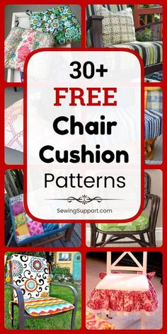 some chairs and cushions with the words free chair cushion patterns