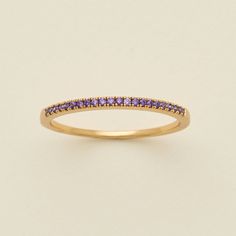 Every story is worth telling, and yours is bound to be a bestseller. The February Birthstone Stacking Band features prong-set amethyst CZ along half of the ring symbolizing peace with smooth and luminous gold vermeil bringing your story full circle. With endlessly unique stacking potential, this ring has all the makings of a classic masterpiece. Mothers Ring Stackable, Gold Bar Necklace Personalized, Stackable Birthstone Rings, Birthstone Ring Mothers, Birthstone Stacking Rings, Mother Rings, Stacking Bands, Silver Stacking Rings, Gold Ring Stack