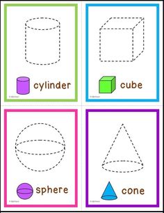 four different shapes to color in the shape of a rectanglel, circle and cylinder