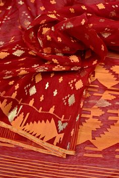 SVN-10241227 Dhakai Saree, Shade Of Red, Jamdani Saree, Color Techniques, Red And Orange, Saree Online, Super Sale, Multiple Color, Shades Of Red