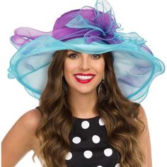 Made Of 100% Polyester. Fashion A Large Organza Flower Accent Organza Church Hats For Women. Lightweight, Soft And Flexible Material. Double Glass Fancy Organza Hat For Ladies, Sweatband Drawstring Adjuster Inside And Plastic Wired Downturned Brim. Crown Measures 4 Inches Deep. Brim Measures 5 Inches Wide. Our Flower Organza Hat Is An Excellent Headwear For Your Special Outdoor Events Such As Kentucky Derby, Church, Tea Outings, Garden Parties, Weddings And Others. Fitted Purple Hat For Spring, Chic Blue Hat For Spring, Chic Blue Spring Hat, Chic Purple Hat For Kentucky Derby, Trendy Purple Hats For Spring, Casual Purple Hat For Spring, Casual Purple Spring Hat, Purple Beach Hats For Spring, Purple Wide Brim Hat For Summer