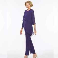 Plus Size Mother of the Bride Dresses Pants Suits Mother Of The Bride Pantsuits, Bride Pants, Bride Pantsuit, Bride Jumpsuit, Dress Pant Suit, Pant Suits, Chiffon Fashion, Chiffon Long Sleeve