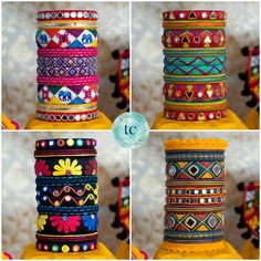 Introducing our exquisite collection of bangles adorned with intricate thread work and delicate flower designs. Crafted with high-quality cotton thread, these bangles offer a comfortable fit and are perfect for everyday wear. Bursting with vibrant colors and pastel shades, these bangles add a touch of elegance and charm to any outfit. Whether you're attending a special occasion or simply want to elevate your style, these colorful bangles are a must-have accessory. Embrace the beauty of traditional craftsmanship with our stunning collection of bangles, featuring captivating thread work and a delightful floral motif. Cheap Traditional Festival Bangle, Festive Handwork Bangle, Embroidered Festival Bracelet, Bohemian Bracelets For Navratri, Bohemian Bracelets For Navratri Festival, Bohemian Embroidered Friendship Bracelets For Festivals, Multicolor Embroidered Beaded Bracelets For Festival, Traditional Adjustable Multicolor Bangle, Bohemian Multicolor Embroidered Friendship Bracelets