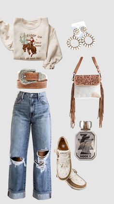 #westernoutfit #outfitinspoaesthetic Cowgirl Style Outfits, Looks Country, Rodeo Outfits