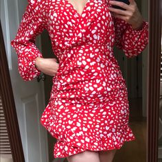 Brand New Shein Ruffle Trim Red And White Dress! This Gorgeous Dress Is Surprisingly Extremely Flattering, But Way Too Short For Me. I’m 5’3” And It’s Mid Thigh. It’s Like Wearing Shorts, But It’s A Dress. Really Nice Zipper In The Back And Easy To Get On And Off. Long Sleeves, But Materially Is Light So Still Perfect For Summertime Too. Really Sad To See It Go. Tags Did Not Come With It, But It Came New In The Bag. Holiday V-neck Ruffled Mini Dress, Red V-neck Mini Dress With Ruffle Hem, Red Long Sleeve Mini Dress With Ruffle Hem, Red Ruched Mini Dress For Day Out, Shein Bodycon Dress, Navy Blue Velvet Dress, Red And White Dress, Bachelorette Dress, Blue Velvet Dress