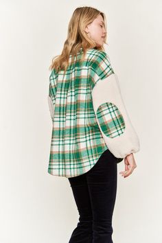 Expertly designed for both style and warmth, our Multi Plaid Fuzzy Sleeve Jacket is the perfect addition to your winter wardrobe. Crafted with a multi plaid wool exterior, it features soft teddy fur sleeves, a collared neckline, and a center button placket. Complete with welt pockets for convenience. Made of 100% polyester. -Multi plaid wool jacket-Teddy fur sleeves-Collared neckline-Center button placket-Welt pockets-SELF : 100% polyester / SLEEVE : 100% polyester-S(2)-M(2)-L(2)-XL(2)-1XL(2)-2X Fur Sleeves, Missy Dresses, Suede Outfit, Leopard Outfits, Burgundy Outfit, Poncho Jacket, Cami Shirt, Soft Teddy, Plaid Jacket