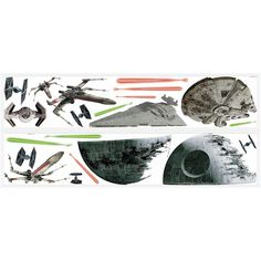 star wars wall decals with various vehicles