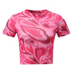 This Fuchsia Heart Printed Mesh Top by Bella Chix is a stylish way to stay comfortable. The all-over mesh fabric is lightweight, breathable, and comfortable. It features short sleeves, a slim skinny fit, and a mesh crop so you can stay comfortable and flaunt your curves. Perfect for a day out or adding to your evening wardrobe. Product Specifications Sleeve Length: Short Pattern: Geometric Material: Polyester, Rayon Fabric: Mesh Fabric Collar: O-Neck Length: Short Kindly refer to the size chart Pink Fitted Short Sleeve T-shirt, Pink Fitted Cropped T-shirt, Stretch Summer Tops With Heart Print, Summer Heart Print Short Sleeve T-shirt, Summer Mesh T-shirt With Short Sleeves, Mesh Short-sleeve T-shirt For Spring, Mesh Short Sleeve T-shirt For Spring, Short Sleeve Mesh T-shirt For Spring, Spring Short Sleeve Mesh T-shirt