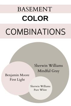 the book cover for basement color combinations by sherylin williams and mindful gray