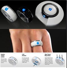 an advertisement for the apple ring is shown in three different pictures, with instructions on how to use it