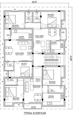 the typical floor plan for a two story house, with three bedroom and one bathroom