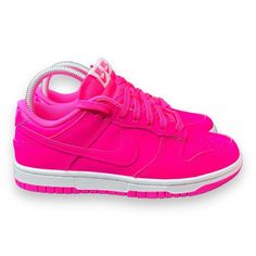 Elevate Your Sneaker Game With These Nike Dunk Low Hyper Hot Pink Women's Shoes. The Vibrant Pink Colorway Adds A Pop Of Color To Any Outfit, While The Low Top Style And Standard Width Provide A Comfortable Fit For All-Day Wear. Perfect For Athletic Activities Or Casual Outings, These Sneakers Feature A Synthetic Upper Material And Nike Dunk Product Line. The Shoe Also Includes A Uk Shoe Size Of 3.5, Us Shoe Size Of 6, And Eu Shoe Size Of 36.5. Don't Miss Out On This Trendy Sneaker, A Must-Have Nike Lace-up Skate Shoes With Translucent Outsole, Nike Sneakers For Light Sports With Round Toe, Medium Fit Running Shoes With Round Toe, Pink Low-top Sneakers, Pink Custom Low-top Sneakers For Light Sports, Pink Low-top Custom Sneakers For Light Sports, Nike Pink Skate Shoes With Vulcanized Sole, Nike Skate Shoes For Light Sports With Round Toe, Pink Round Toe Skate Shoes For Light Sports