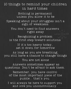 a poem written in chalk on a blackboard with the words 10 things to remind your children