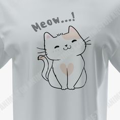 Get Ready To Add Some Feline Charm To Your Wardrobe With This Adorable "Meow!" Cat T-Shirt That Features A Playful And Whimsical Design Of A Cute And Happy Cat. This T-Shirt Is Made From 100% Preshrunk Cotton, And Its Unisex Fit Ensures It Looks Great On Anyone Who Wears It. Wear It To Showcase Your Love For Cats And Playful Designs With This Delightful And Charming T-Shirt That Is Sure To Turn Heads. Cat Shirt Pattern, Cat T Shirt Design, Cat Shirts For Women, Cat Tshirt Design, Poncho Style Top, Cat Tee Shirts, Armor Shirt, Acrylic Painting Diy, Tshirt Painting