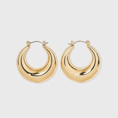 Cute Earrings Hoops Gold, Thick Gold Earrings, Target Earrings, Preppy Earrings, Chunky Gold Earrings, Hop Earrings, Golden Hoop Earrings, Thick Gold Hoop Earrings, Thick Gold Hoops