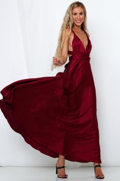 Length from bust to hem of size S: Approx. 146cm.Wine red maxi dress.Non-linedCold hand wash only.Model is standard XS and is wearing XS.True to size.Fluid and silky satin with sheen; non-stretchy.Open back.Halter-style ribbon neck ties.Invisible back zipper.Polyester.Land yourself on the VIP list without fail with this jaw-dropping maxi! The Mind And Memory Maxi Dress boasts a smooth, silky fabric that glides over the body like a stream. A plunging v-neckline is secured with long halter-neck ti Evening Garden Party, Satin Summer Dress, Evening Garden, Satin Ball Gown, Red Summer Dresses, Red Dress Maxi, Satin Maxi, Satin Maxi Dress, 80 Dress