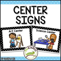 the center signs for art and science centers are shown in black and white polka dots