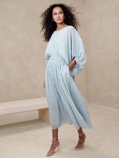 Eliana Cotton-Silk Dress | Banana Republic Dress Ethereal, Cotton Silk Dress, Voile Fabric, Ultra Feminine, Flowing Skirt, Petite Size, Cotton Silk, Silk Dress, Woven Fabric