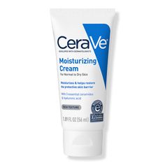 Travel Size Moisturizing Cream for Balanced to Dry Skin - MSTR CRM FOR NORMAL TO DRY SKIN 1.9OZBenefitsProvides 24-hour hydration and helps restore the skin's barrier with three essential ceramidesRich, velvety moisturizing cream formula features hyaluronic acid to leave dry skin feeling smooth and comfortableSuitable for use as a face cream, body cream and hand creamAbsorbs quickly to soften skin without leaving a greasy or sticky feelIdeal for all skin types, including sensitive skinGentle, no Baby Moisturizer, Cerave Skincare, Cerave Moisturizing Cream, Healing Ointment, Cream Body, Cream For Dry Skin, Dry Skin Care, Hydrating Cream, Moisturizing Cream