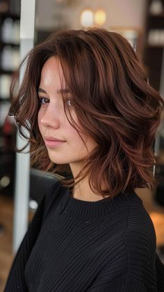 30 Red Hair Color Ideas to Mesmerize Your Audience Medium Tone Hair Color, Going From Brown To Red, Red Tone Brunette Hair, Red Brown Short Hair Color, Red Toned Brunette Hair, Deep Dimensional Brunette, Dark Brown Skin Hair Color Ideas, Dark Brown Hair Auburn Highlights, Brunette Hair Color Short