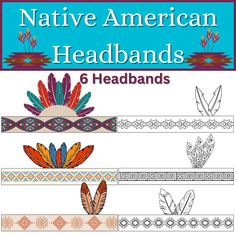 native american headbands for kids and adults to color with the text, 6 headband