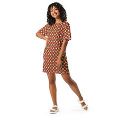 **Unleash Your Style with the All-Over-Print T-Shirt Dress!  Discover the ultimate in versatile fashion with our all-over-print T-shirt dress, available in sizes 2XS-6X. Perfect for women of all shapes and sizes, this dress offers over 300 unique vibrant designs that will never fade. Whether you're dressing up for a night out, lounging at home, or stepping out in casual street style, this dress is your go-to choice. Here's why you'll love it: - 🎨 **Vibrant Designs Choose from over 300 stunning Casual Multicolor Shirt Dress For Beach, Casual Multicolor Shirt Dress For The Beach, Casual Multicolor Short Sleeve Shirt Dress, Casual Short Sleeve Summer Dress With Relaxed Fit, Casual Short Sleeve Dress With Relaxed Fit For Summer, Casual Fitted Shirt Dress For Beach, Printed Short Sleeve Shirt Dress For Beach, Casual Short Sleeve Summer Dress For Day Out, Green Cotton Casual T-shirt Dress