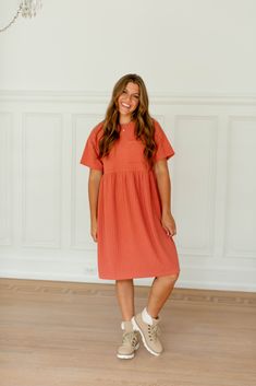 Feel comfortable without sacrificing style in this modest length midi dress that is perfect for the late summer season! The unique textured knit fabric makes the 'Reese' standout, while still maintaining the classic t-shirt dress style. Layer with a sweater for a cozy look, or add a denim jacket for an elevated chic! 93% Polyester, 7% Spandex Unlined Hand Wash Cold Separate Hang or Lay Flat to Dry Do Not Bleach Low Iron If Needed Maternity/Bump Friendly! FINAL SALE: NOT ELIGIBLE FOR RETURN OR EX Casual Solid Color Relaxed Fit Midi Dress, Spring Loungewear Solid Color Dresses, Summer Crew Neck Ribbed Dress, Solid Color Relaxed Fit Midi Dress, Casual Cotton Midi Dress For Loungewear, Casual Textured Knit Summer Dress, Casual Crew Neck Midi Dress For Fall, Relaxed Fit Solid Color Midi Dress, Modest Short Sleeve Midi Dress For Fall