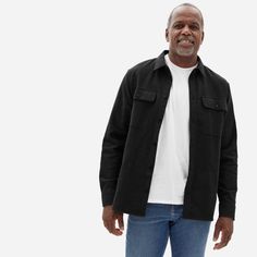 Men’s Heavyweight Overshirt | Everlane Size: Small Everlane Casual Fall Tops, Everlane Casual Tops For Fall, Casual Everlane Tops For Fall, Everlane Everyday Tops For Fall, Everlane Tops For Everyday Fall Wear, Everlane Casual Everyday Outerwear, Everlane Relaxed Fit Long Sleeve Shirt, Everlane Casual Black Tops, Uniform Sweater