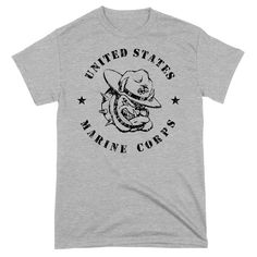 DESCRIPTION: Introducing our USMC T-shirt featuring Chesty, our beloved Marine Corps mascot, in a vintage front design. This classic tee celebrates Marine Corps pride with timeless style. Wear it proudly! 6.1-ounce Seamless double-needle 7/8" collar Double-needle sleeves and hem Taped neck and shoulders Vintage Graphic Print T-shirt For Fan Gear, Vintage Style Screen Print Fan Gear T-shirt, Vintage Fan Gear T-shirt With Graphic Print, Vintage Screen Print Fan Gear T-shirt, Vintage Screen Print T-shirt For Fans, Vintage Graphic Print Fan Gear T-shirt, Vintage Fan Gear T-shirt With Logo Print, United States Marine Corps, Us Marine