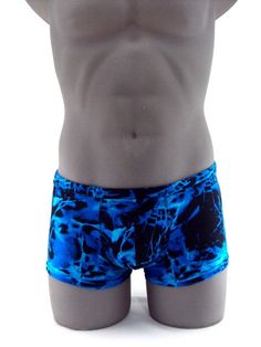 Electric Blue Square cut  Men Swimsuit Blue Swimwear With Built-in Shorts For Swimming, Fitted Blue Boxer Briefs With Built-in Shorts, Blue Nylon Swimwear For Diving, Blue Fitted Surfing Shorts, Fitted Blue Surfing Shorts, Blue Stretch Swim Trunks For Sports, Blue Stretch Boxer Briefs For Beach Season, Blue Boxer Briefs With Built-in Shorts For Beach Season, Stretch Blue Shorts For Pool