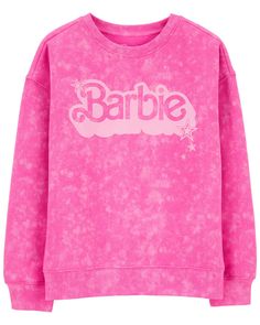 She'll love this special Barbie pullover to wear on chilly days, complete with a flocked slogan. Barbie 5th Birthday Shirt, Barbie Monogram Shirt, Barbie Birthday Shirt Kids, Playful Pink Sweatshirt For Playtime, Barbie Crewneck, Carter Kids, Chill Fits, Pink Sweatshirt, Girls Sweaters