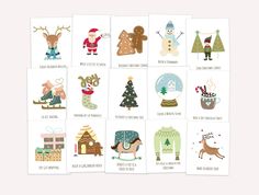 six christmas cards with different types of holiday decorations and animals on them, all in various designs