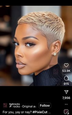 Pixie Hairstyles Black Women, Black Women Hair Natural, Natural Hair Short Hairstyles, Pixie Cuts For Black Women, Low Maintenance Hairstyles, Sleek Pixie, Short Platinum Blonde Hair, Bold Haircuts, Short Shaved Hairstyles