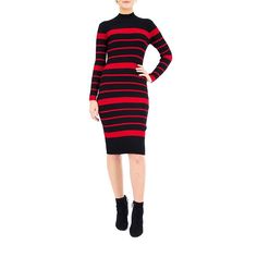 You'll love the classic striped print of this women's Nina Leonard sweater dress. Striped pattern Mockneck Long sleeves Ribbed trim Soft knit construction UnlinedFIT & SIZING 42-in. approximate length from shoulder to hem Sheath cut Pull-on designFABRIC & CARE Rayon, polyester Machine wash - Delicate Imported Size: X Large. Color: Red. Gender: female. Age Group: adult. Striped Sweater Dress, Dress Guide, Clothing Size Chart, Womens Clothing Sizes, Striped Sweater, Stripe Sweater, Soft Knits, Stripes Pattern, Dark Red