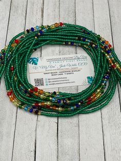 "Welcome to Luxe Adornments, where our handmade designs by Vee Webb meet spirituality, self-love, and balance. Our Matte Chakra Waist Beads are the perfect addition to any outfit or personal ritual. 💫💖 Each chakra is associated with a color and energy center in the body. The 7 chakras include: Root chakra - Red Sacral chakra - Orange Solar plexus chakra - Yellow Heart chakra - Green Throat chakra - Blue Third Eye chakra - Indigo Crown chakra - Violet Our waist beads are made with high-quality Bohemian Green Waist Beads With Colorful Beads, Bohemian Green Waist Beads, Green Tiny Beads Waist Beads Gift, Green Tiny Round Beads Waist Beads, Green Waist Beads For Gift, Green Waist Beads For The Beach, Green Colorful Waist Beads For Beach, Green Beaded Waist Beads For The Beach, Green Beaded Waist Beads For Beach