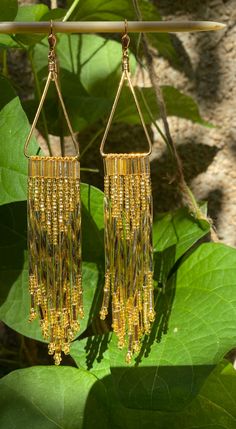 Gold Wedding Native Beaded Earrings - Etsy Elegant Dangle Beaded Earrings For Summer, Elegant Summer Jewelry With Faceted Beads, Bohemian Gold Beaded Crystal Earrings, Gold Beaded Jewelry For Summer, Summer Beaded Gold Jewelry, Summer Party Beaded Earrings With Dangling Beads, Summer Party Jewelry With Dangling Beads, Gold Beaded Festival Earrings, Summer Gold Beaded Earrings