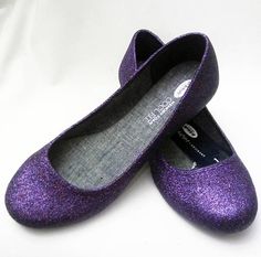 Glitter Flats / Dew Berry Glitter Flats / Wedding Shoes / Flat Heel Wedding Shoes With Glitter, Sparkle Wedding Shoes, Flats Wedding Shoes, Sparkly Wedding Shoes, Bridesmaids Shoes, Galaxy Wedding, Sparkle Flats, Purple Flats, Barbie Vibes