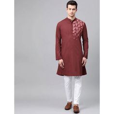 Bollywood Cotton Bandhgala With Floral Embroidery, Red Floral Embroidered Kurta For Eid, Red Floral Embroidery Kurta For Eid, Festive Cotton Sherwani With Floral Embroidery, Cotton Sherwani With Floral Embroidery For Diwali, Cotton Long Sleeve Bandhgala For Navratri, Long Sleeve Cotton Bandhgala For Navratri, Cotton Long Sleeve Bandhgala For Diwali, Red Bandhgala For Eid With Straight Kurta Shape