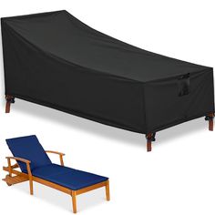 an outdoor lounge chair with a cover over it