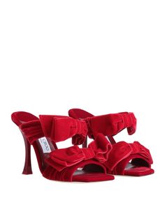 velvet, bow-detailed, solid color, leather backing, square toeline, spool heel, leather sole, sandals , Color: Red , Size: 7 Velvet Mules, Bow Mules, Velvet Sandals, Velvet Bow, Carrie Bradshaw, Jimmy Choo Shoes, Sneakers Shoes, Womens High Heels, High Heel Sandals