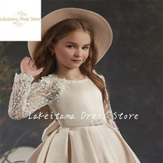 Flower Girl Dresses For Wedding Sheer Long Sleeve Lace Applique Back Girls Pageant Gowns Princess Gowns Princess, Girls Pageant Gowns, Dresses For Wedding, Sheer Long Sleeve, Pageant Gowns, Lace Applique, Long Sleeve Lace, Princess Dress, Flower Girl